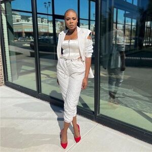 Future Collective Quilted Hi Rise Cinch Waist Jogger Pants, Size S